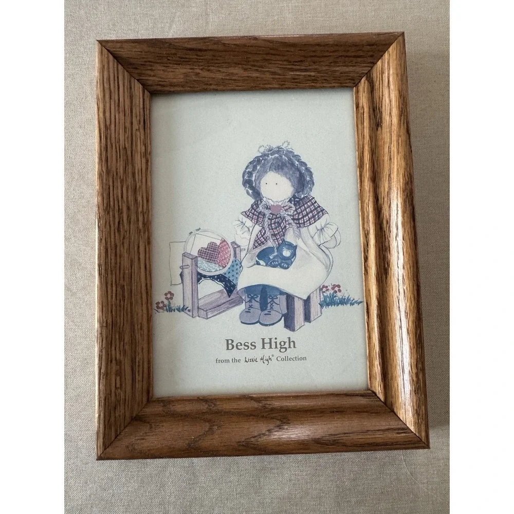 Lizzie‎ High Bess High Framed Art Print Primitive Country Folk Doll Decor 7x9